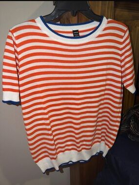 SHEIN Red and White Striped Knit Top